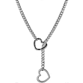 Miniatyrbillede 2 af 4: Hjerteformet O-ring Slip Chain Halskæde til Kvinder Rustfrit Stål Kubansk Kæde Hjerteformet Halskæde Punk Rock Choker Halskæde Håndlavet Silver