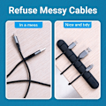 Miniatyrbillede 3 af 6: Silikon USB-kabelarrangør til skrivebord - Sort black 7clips