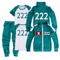 Miniatyrbild 1 av 2: Squid 2 Överlevnadsspel Rollspelsdräkt för Barn Tredelat Set Sportkläder + T-shirt + Byxor tredelat set222 three piece set222 120cm