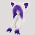 Plysj katteører hodeplagg for Halloween Cosplay og kostymefester White Purple