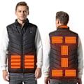 Miniatyrbilde 2 av 7: 9-Sone Oppvarmet Vest Vinter Elektrisk Oppvarmet Vest Vaskbar Varmejakke Termisk Jaktvest Vintervarmejakke Svart 4XL Black