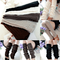 Miniatyrbilde 3 av 5: Dam Vinterstickad Virkad Stickad Benvärmare Legging Boot Cov Grey