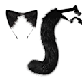 Pikkukuva 1 / 5: Halloween COS-simulering räv plysch svans kläder tillbehör djur svans katt öra hår rosett huvudbonader black