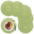 Set med 6 bordsunderlägg, runda PP-flätade bordsunderlägg, 36 cm (gröna)-FA6-