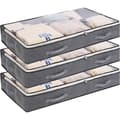 3-pack Under-Bed Storage Bins, Foldable Clothes Bags 75L Large Storage Containers with Transparent Window Handle-FA-