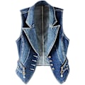 Miniatyrbillede 2 af 5: Kvinders Casual Ærmeløs Denim Vest Klippet Jean Vest Jakke M
