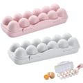 Miniatyrbillede 1 af 6: Æg Opbevaringsboks, 2 stk Ægboks Køleskab, Ægboks i Plast, Køleskab Æg Holder, 12 Æg Opbevaringsboks, til Æg Opbevaring (Rosa, Grå)