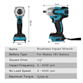 Miniatyrbillede 2 af 3: Til Makita DTW285Z 18V Slagnyckel DTW285 18V 330Nm-1/2 +(jur DTW285
