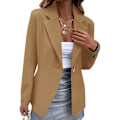 Miniatyrbilde 1 av 4: Kvinners Blazer med En Knapp Kåpe Langærmet Jakke Business Casual Slim Fit Yttertøy Khaki Khaki M