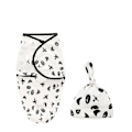 Miniatyrbillede 1 af 5: Baby + hue, Cocoon Wrap bomuldssvøb Black panda S
