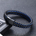 Miniatyrbilde 2 av 4: Svart armbånd i ekte lær med innflettede fargede tråder og magn Black black Black and brown