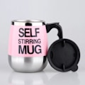 Miniatyrbild 2 av 5: Självrörande mugg - Automatisk självblandande kopp i rostfritt stål för kaffe/mjölk - Mugg för kontor/kök/resor/hem (rosa)