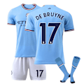 Miniatyrbilde 1 av 2: 2223 Manchester City hjemmefotballdrakt for barn nr 17 De Bruyne - 12-13years