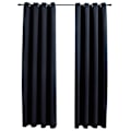 Miniatyrbillede 2 af 5: vidaXL Mørklægningsgardiner med metalringe 2 stk sort 140x175 cm black 1450