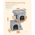 Miniatyrbillede 6 af 6: Feandrea kradsetræ, 67 cm kattetårn, stor katteaborre, 2 kattehuler, kradsestolper, lysegrå