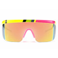 Miniatyrbilde 1 av 5: Dame Flat Top Shield Solbriller Menn Speil Rimless Oversized