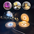 Miniatyrbillede 7 af 8: Træ LED-lysdisplay Base Krystalglas Resin Art Ornament White Light
