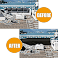 Miniatyrbillede 5 af 5: 12 størrelser L-formede allroundovertræk vandtætte rottinghjørnemøbelovertræk have terrasse udendørs sofas beskyttelse mod støv 300*300*98cm