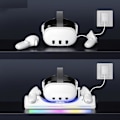 Miniatyrbillede 2 af 5: VR-ladestation til Meta Quest 3/Oculus Quest 3, ladestationsbase med RGB-lys til Quest 3 VR-headset og controllere