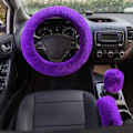 Miniatyrbild 2 av 5: 3-delad konstgjord ull rattmuff mjuk fluffig handbroms-FA5-