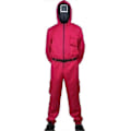 Miniatyrbillede 1 af 5: Squid Game Halloween Jul Cosplay Kostume Voksen Helkropsdragt Sæt med Maske Bælte og Handsker - Perfekt XL