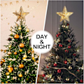 Miniatyrbilde 5 av 5: 1 stjerne for juletretopp i gull med glitter og 10 LED-lys, juletrepynt