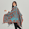 Miniatyrbilde 5 av 5: Fransad Fåll Pashmina Sjal Wrap Vinter Varm Etnisk Stil Poncho Åpen Front Cape for Dame
