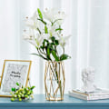 Miniatyrbillede 2 af 5: Glas Blomster Vase med Geometrisk Metal Støttestativ, Krystal Cl