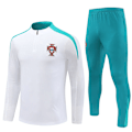 Pikkukuva 1 / 2: 2425 Uusi Portugalin jalkapallopaita aikuisille ja lapsille pitkähihainen puolivetoketjullinen harjoituspaita setti Valkoinen White 2XL