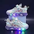 Miniatyrbilde 1 av 5: Flicker Led Casual Sneakers Elsa Prinsesse Trykk Utendørs Sko Barn Lys-opp Sklisikre Sko for Vår og Vinter - Yzy Purp Purple 24-insole 14.7cm