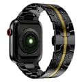 Miniatyrbilde 1 av 6: Luksus Armbånd for Apple Watch - Band 45mm 44mm 49mm 42mm 41mm 40mm 38mm Metall Rustfritt Stål Armbånd iWatch Series 7 8 SE 3 Ultra Svart Gull 38mm 40mm 41mm black gold