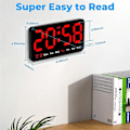 Pikkukuva 4 / 5: Digitaalinen seinäkello, 9 tuuman LED-digitaalikello 12/24h, suuret numerot, pieni hiljainen seinäkello BlackRed Letters