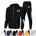 Miniatyrbillede 2 af 7: Mænd Under Armour Sport Hættetrøje & Bukser Sæt Langærmet Fuld Lynlås Hoodie Sweatshirt Jakke + Joggingbukser Træningssæt Navy Navy 4XL