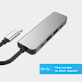 Pikkukuva 4 / 5: USB-C-keskitinsovitin HDMI-yhteensopivaan 4K30HZ:iin, kaksois-USB TypeC -jakaja, tukee PD60W -telakkaa kannettavalle puhelimelle PC:lle
