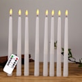 Miniatyrbilde 3 av 3: Sett med 10 batteridrevne LED-lys med fjernkontroll, elfenbensfargede middagslys med glatt voksfinish, varmt hvitt LED-lys
