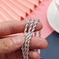 Miniatyrbillede 6 af 10: Twisted Rope Chain Halskæde 925 Sterling Sølv 20 TOMMER 20 TOMMER 20 inch