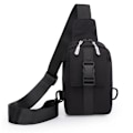 Miniatyrbillede 1 af 5: 1. klasses klassisk enfarvet vandtæt skolepose mode casual crossbody skuldertaske (sort)