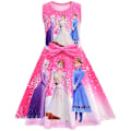 Miniatyrbilde 1 av 3: Flicker Frozen Sommerkjole Prinsesse A-Linje Swing Robe Festkjole rosarød 140cm rose red