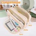 Miniatyrbillede 2 af 7: Aprikos Pennetui med Lommer Stor Pennetui Multifunktionel Pennetui Preppy Pennetui Papirvarer Organizer Æstetiske Makeuptasker Cream