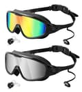 2-pack anti-fog swimming goggles, 180° panoramic view, comfortable waterproof silicone swimming goggles with UV-FA- Set5