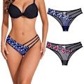 Miniatyrbilde 1 av 5: Sensuelle truser for kvinner med sommerfuglbroderi, mesh, rosa og blå - 2-pakning S Pink and Blue-2 Pack