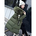 Miniatyrbilde 1 av 2: Dame Pufferjakke Vinter Langjakke Regular Fit Varm Basic Casual Jakke Grønn 3XL Green