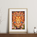 Miniatyrbillede 2 af 3: Rundt borddug beige print 150cm, lille rundt borddug
