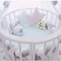 Miniatyrbilde 4 av 4: Sengestøtfanger, babystøtfanger sengslange babystøtfanger veving kantbeskyttelse hodebeskyttelse dekorasjon for barneseng (grå, 100 cm) hvit * rosa * grå White*Pink*Grey 100cm