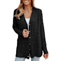 Miniatyrbillede 1 af 3: Let sommercardigan til kvinder med knapper i striber med lange ærmer Casual Behagelig tynd cardigan sort black S