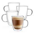 4 stora dubbelväggiga isolerade kaffemuggar 350 ml för cappuccino, varma drycker, diskmaskinssäker, hållbar design-FA-