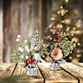 Miniatyrbild 3 av 4: Set med 2 miniatyrkonstgjorda julgranar, 9,5 '', med tygpåse