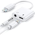 Pikkukuva 1 / 5: [2 in 1] Kuulokeadapteri iPhone 11:lle, Apple Lightning - 3,5 mm:n liitäntä Aux-äänidongle Kuulokkeiden autotarvikkeet Yhteensopiva äänikuulokeadapteri