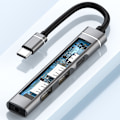 Pikkukuva 8 / 9: Type-C-telakointiasema 3,5 mm liitäntään USB2.0 TypeC HUB 4-in-1-jakaja USB C-sovitin UDisk-näppäimistöön Silver 0.03