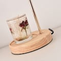 Miniatyrbilde 5 av 6: Duftlysvarmer Lampe Duftende Voksmelting Dimbar Metall Lysvarmer Lykt med Trebase for Soverom EU-kontakt